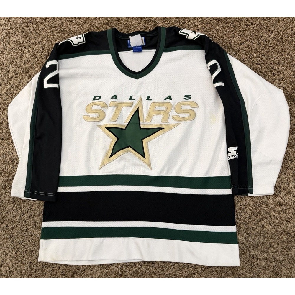 Vintage 90s Dallas Stars Starter Jersey Sewn Embroidered Mens Size Large